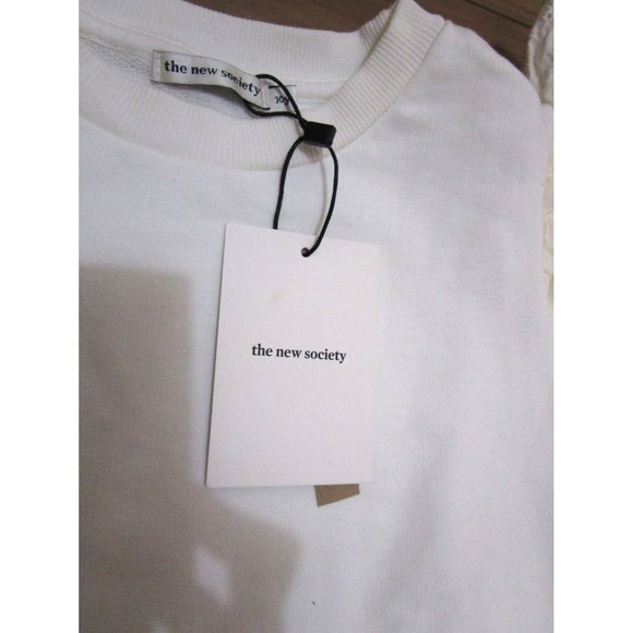 THE NEW SOCIETY IVORY YOLY SWEATER SWEATSHIRT PULLOVER NWT Ruffle Shoulder - Picture 2 of 11